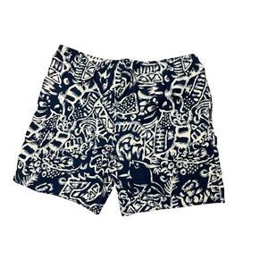 Natural Life Printed Shorts Size Large Navy White Elastic Waist Casual Beach